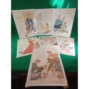 1950s Pepsi-Cola Refreshes Ephemera Vintage Print Ad lot of 7 carded
